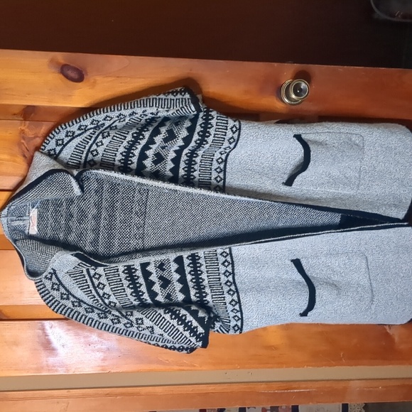 ORANGE FASHION VILLAGE* hooded sweater duster gray outlined in black w/ - Picture 5 of 9